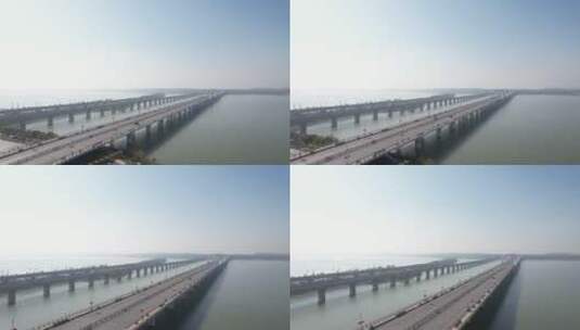 航拍过江大桥高清在线视频素材下载