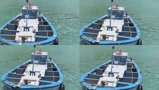 停泊在港内的渔船高清在线视频素材下载