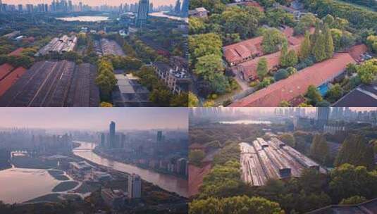 武汉汉阳造文化创意产业园航拍视频高清在线视频素材下载