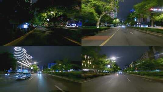 夜晚杭州市延安路车尾行车空镜高清在线视频素材下载