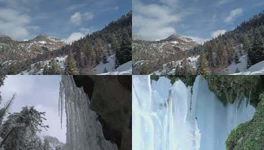 春天冰雪融化雪山风光高清在线视频素材下载