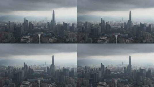 4K深圳福田中心区平安金融中心航拍高清在线视频素材下载