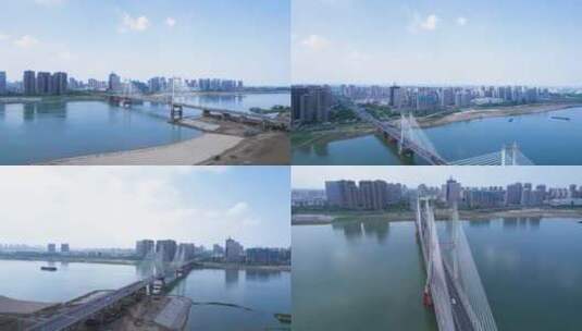 蚌埠解放路淮河大桥风光航拍合集高清在线视频素材下载