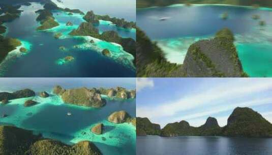 FPV穿越机无人机航拍印尼四王岛森林海岛高清在线视频素材下载