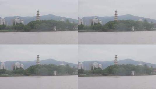 温州江心屿清晨风光高清在线视频素材下载