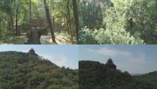 地拍武汉东湖磨山雕像树木高清在线视频素材下载
