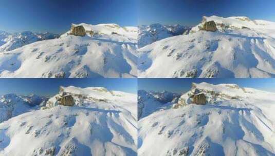 山顶和滑雪跑道鸟瞰图高清在线视频素材下载