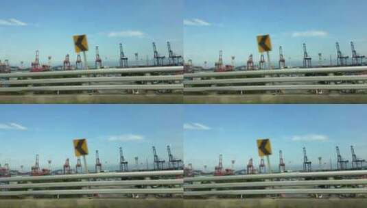 韩国釜山港口集装箱货运码头高清在线视频素材下载