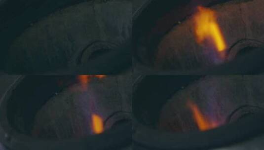 厨房做饭煤气灶火焰高清在线视频素材下载
