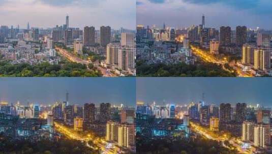 武汉城市夜景风光航拍高清在线视频素材下载