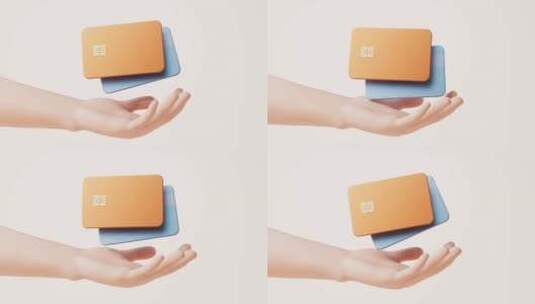 手部拿着的银行卡循环动画3D渲染高清在线视频素材下载