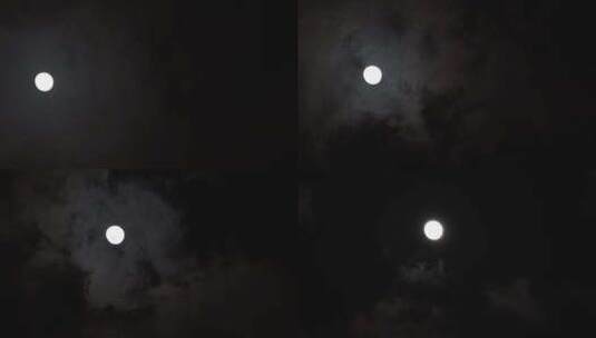 夜晚夜景中秋月亮延时高清在线视频素材下载