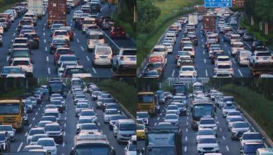 下班高峰期拥挤的车流 交通拥堵的城市道路高清在线视频素材下载