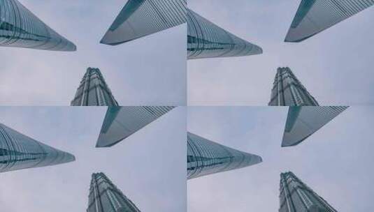 上海三件套摩天大楼延时摄影高清在线视频素材下载