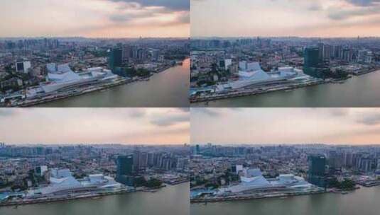 广州白鹅潭大湾区艺术中心延时摄影4k高清在线视频素材下载