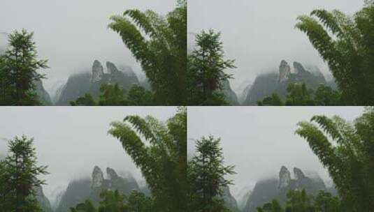 农村下雨雨景远山云雾雨季小雨高清在线视频素材下载