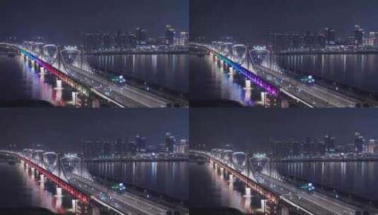 繁华城市夜景与繁忙的车流交通高清在线视频素材下载
