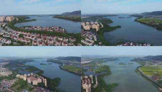 航拍常熟尚湖风景区高清在线视频素材下载