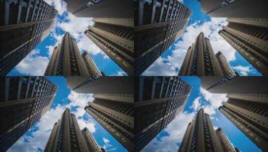 高楼大厦间的蓝天白云4k延时高清在线视频素材下载