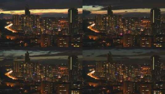 城市夜晚 城市夜景 灯光 摩天大楼 市中心高清在线视频素材下载