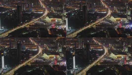 湖南长沙城市夜景航拍高清在线视频素材下载