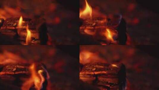 木炭燃烧火苗火焰高清在线视频素材下载