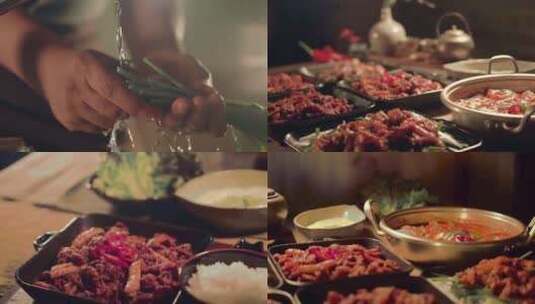 韩式烤肉 美食  食材准备 美食画面 厨师高清在线视频素材下载