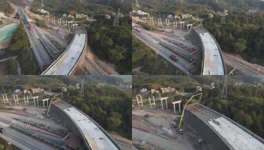 高速公路桥梁浇筑施工高清在线视频素材下载