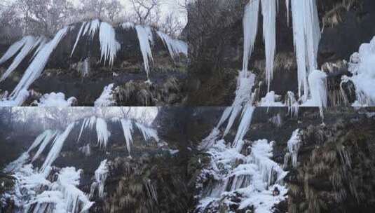 世界自然遗产贵州梵净山冰瀑冰挂高清在线视频素材下载