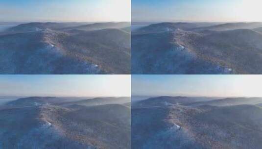 大兴安岭冬季山林雾凇冷空气高清在线视频素材下载