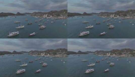 印尼科莫多拉布汉巴焦海湾船舶航拍自然风光高清在线视频素材下载