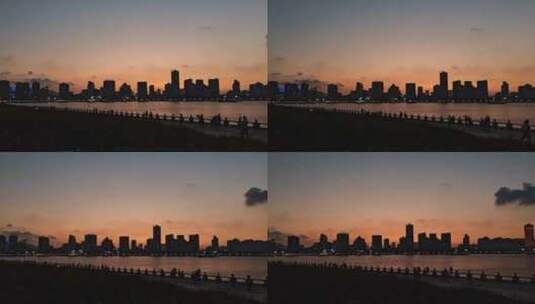 城市海边夕阳日落高清在线视频素材下载
