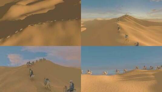 沙漠骆驼丝绸之路高清在线视频素材下载