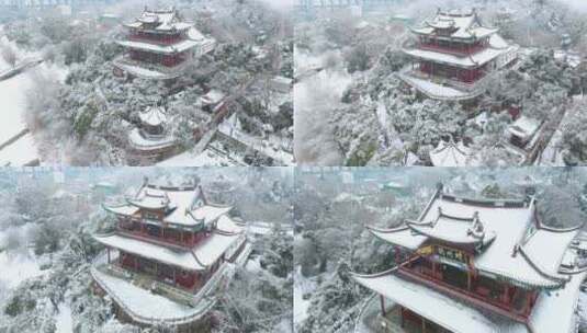 武汉晴川阁公园雪景风光高清在线视频素材下载