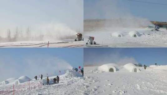 雪地造雪高清在线视频素材下载