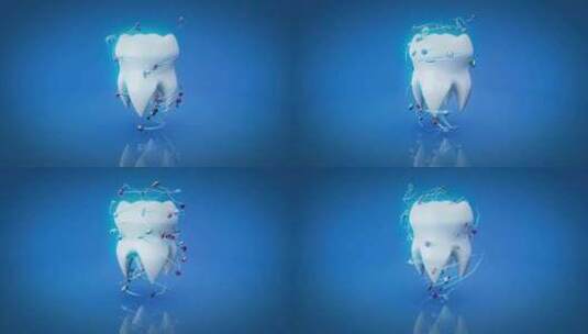 带有细菌的牙齿的抽象动画高清在线视频素材下载