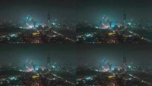 南京_城市建筑群夜景航拍001高清在线视频素材下载
