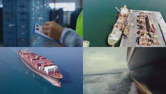 港口集装箱远洋货轮高清在线视频素材下载