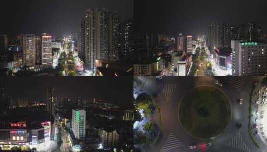 航拍广西钦州城市夜景高清在线视频素材下载