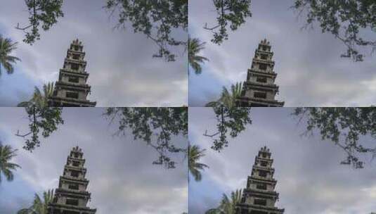 流云延时传说南洋槟榔双子塔地标建筑高清在线视频素材下载