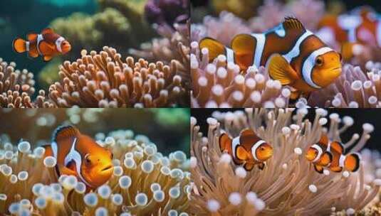 珊瑚礁里的小丑鱼高清在线视频素材下载