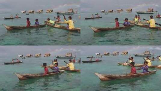 马来西亚仙本那海岛村民高清在线视频素材下载