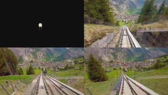 4k实拍瑞士网红垂直缆车突然出现绝美风景高清在线视频素材下载