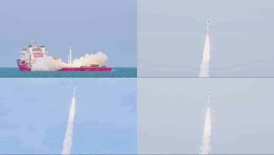 海上火箭发射 卫星升空 航天卫星高清在线视频素材下载