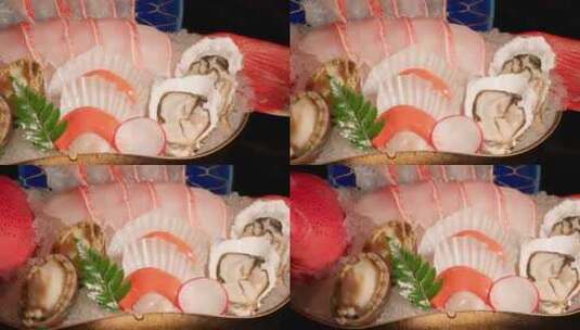 日料海鲜刺身拼盘高清在线视频素材下载