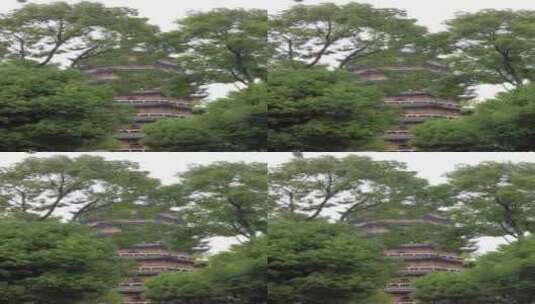 竖版航拍寺庙下雨素材苏州北寺塔实拍高清在线视频素材下载