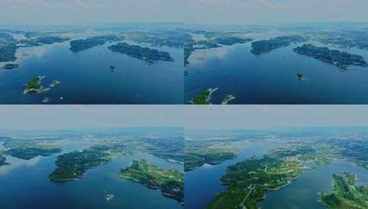 长寿湖湖泊岛屿水库湖水高清在线视频素材下载