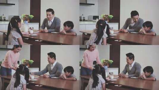 一家人吃早餐高清在线视频素材下载