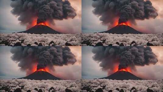 火山喷发壮丽景观高清在线视频素材下载