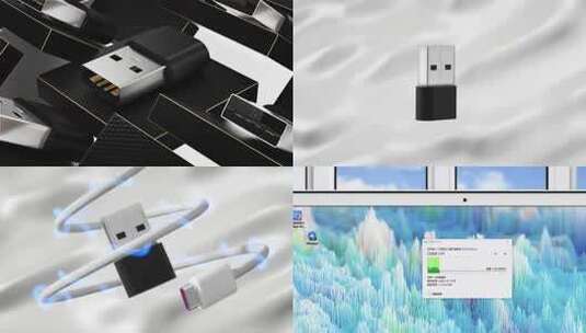 USB转接头手机数据线充电C4D产品动画完整版高清AE视频素材下载